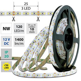 ML-121.815.60.2 LED pásek SMD2835 NW, 120LED/m, 14W/m, 1485lm/m, IP20, DC 12V, 10mm, 50m