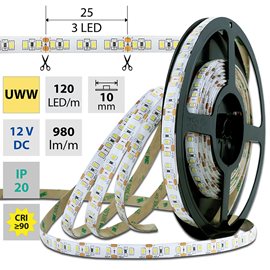 ML-121.820.60.0 LED pásek SMD2835 UWW, 120LED/m, 14W/m, 980lm/m, IP20, DC 12V, 10mm, 5m