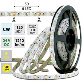 ML-126.360.60.0 LED pásek SMD2835 CW, 120LED/m, 14W/m, 1212lm/m, IP54, DC 24V, 10mm, 5m