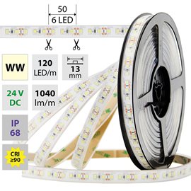 ML-126.369.60.0 LED pásek SMD2835 WW, 120LED/m, 14W/m, 1040lm/m, IP68, DC 24V, 13mm, 5m