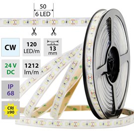 ML-126.370.60.0 LED pásek SMD2835 CW, 120LED/m, 14W/m, 1212lm/m, IP68, DC 24V, 13mm, 5m