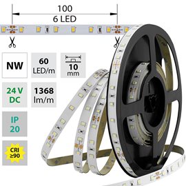 ML-126.701.60.2 LED pásek SMD2835 NW, 60LED/m, 14,4W/m, 1368lm/m, IP20, DC 24V, 10mm, 50m