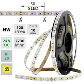 ML-126.704.60.2 LED pásek SMD2835 NW, 120LED/m, 28,8W/m, DC 24V, 2736lm/m, CRI90, IP20, 10mm, 50m