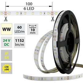 ML-126.709.60.0 LED pásek SMD2835 WW, 60LED/m, 14,4W/m, 1240lm/m, IP54, DC 24V, 10mm, 5m