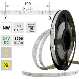 ML-126.710.60.0 LED pásek SMD2835 NW, 60LED/m, 14,4W/m, 1296lm/m, IP54, DC 24V, 10mm, 5m