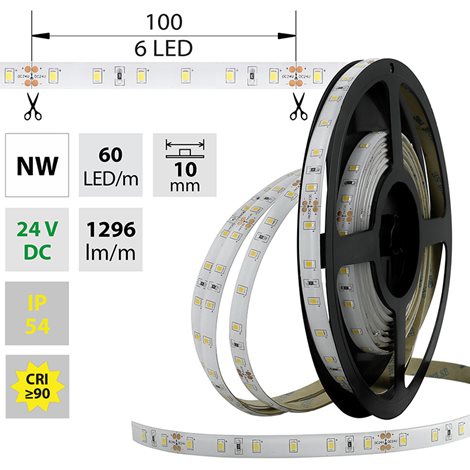 ML-126.710.60.0 LED pásek SMD2835 NW, 60LED/m, 14,4W/m, 1296lm/m, IP54, DC 24V, 10mm, 5m