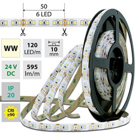 ML-126.821.60.7 LED pásek SMD2835 WW, 120LED/m, 7W/m, 595lm/m, IP20, DC 24V, 10mm, 10m