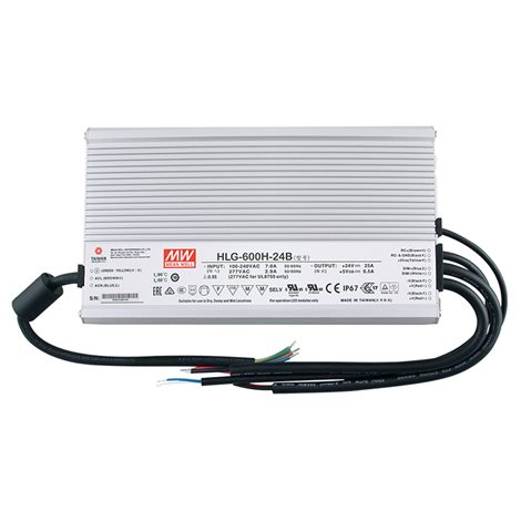 ML-732.222.58.1 Napájecí zdroj Mean Well HLG-600H-24B, 600 W, DC24V/25A, IP67, kovové provedení 1