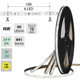 ML-126.877.60.2 LED pásek SMD2835 NW, 60LED/m, 7,2W/m, DC 24V, 731lm/m, CRI90, IP20, 10mm, 50m