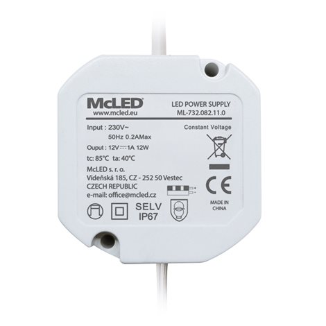 ML-732.082.11.0 Napájecí zdroj 12W, DC12V/1A, IP67, do elektroinstalační krabice 1