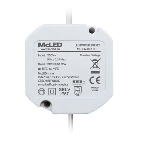 ML-732.082.11.1 Napájecí zdroj 12W, DC24V/0,5A, IP67, do elektroinstalační krabice 1