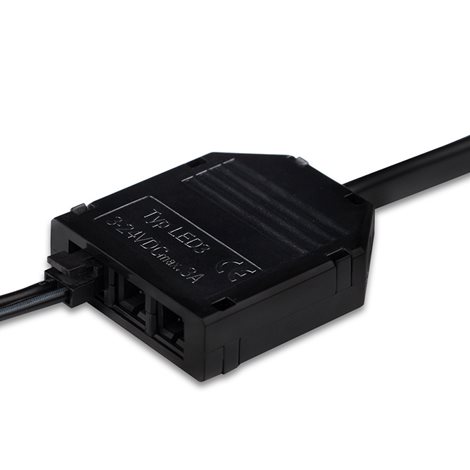 ML-112.104.02.0 Rozbočovač MP se 3 výstupy, kabel s power konektorem (zásuvkou) AWG18, černý 2m 1