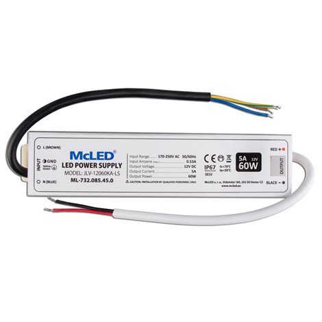 ML-732.085.45.0 Napájecí zdroj 60W, DC12V/5A, IP67, hliníkové provedení 1
