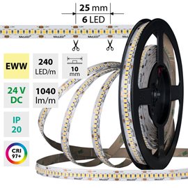 ML-126.026.90.2 LED pásek SMD2835 EWW, 240LED/m, 14,4W/m, DC 24V, 1040lm/m, CRI97, IP20, 10mm, 50m