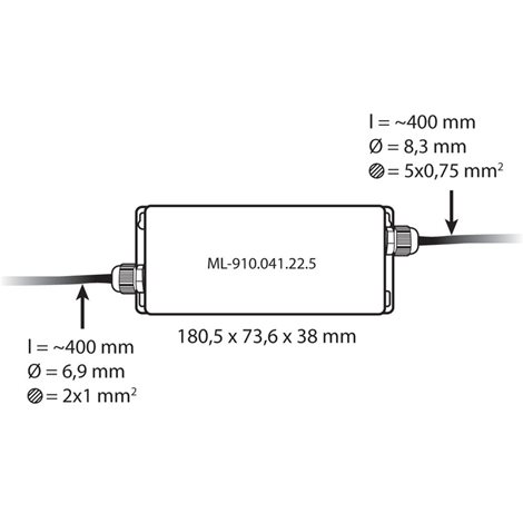 ML-910.041.22.5 RF přijímač - řízení jasu, CCT, RGBW, 4 kanály, 4x 5A, 12-36V, IP65 3