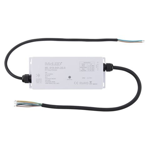 ML-910.041.22.5 RF přijímač - řízení jasu, CCT, RGBW, 4 kanály, 4x 5A, 12-36V, IP65 1
