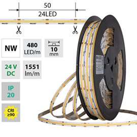 ML-126.057.83.2 LED pásek COB NW, 480LED/m, 15W/m, DC 24V, 1551lm/m, CRI90, IP20, 10mm, 50m