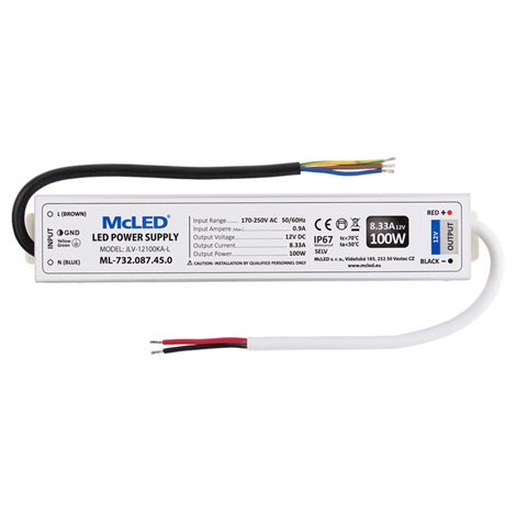 ML-732.087.45.0 Napájecí zdroj 100W, DC12V/8,33A, IP67, hliníkové provedení 1