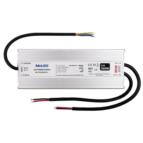 ML-732.098.45.1 Napájecí zdroj 360W, DC24V/15A, IP67, hliníkové provedení