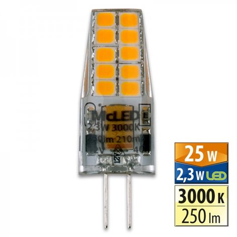 ML-325.003.92.0 LED žárovka G4, 12VAC/DC, 2,3W, 3000K, CRI80, vyz. úhel 300°, ? use 360° 250lm 1