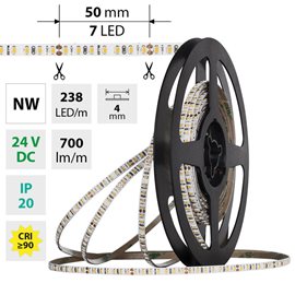 ML-126.043.90.0 LED pásek SMD2216 NW, 238LED/m, 7,2W/m, DC 24V, 700lm/m, CRI90, IP20, 4mm, 5m