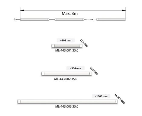 ML-443.002.35.0 Lineární LED svítidlo 8W, délka 504mm, 4000K, 24V, 640lm 6