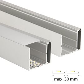 ML-761.010.07.2 Nástěnný hliníkový profil NV, 43x35 mm, včetně mléčného difuzoru, 2 m