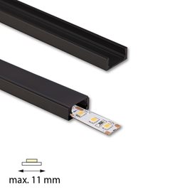 ML-761.023.74.1 Přisazený hliníkový profil černý PG2 16x8mm včetně černého difuzoru 1m