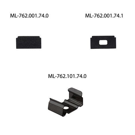 ML-761.023.74.1 Přisazený hliníkový profil černý PG2 16x8mm včetně černého difuzoru 1m 3