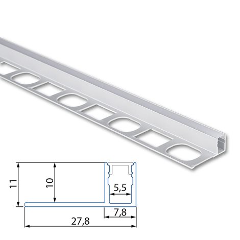 ML-761.049.43.2 Hliníkový profil pro obklady a dlažbu DC, 28x11mm, vč. matného difuzoru, 2m 3