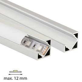 ML-761.054.02.1 Rohový hliníkový profil RT, 19x19 mm, včetně mléčného difuzoru, 1 m