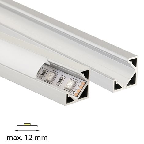 ML-761.054.02.1 Rohový hliníkový profil RT, 19x19 mm, včetně mléčného difuzoru, 1 m 1