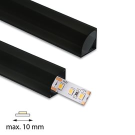 ML-761.312.43.2 Rohový hliníkový profil černý RS2 16x16mm včetně černého difuzoru 2 m