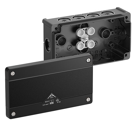 Abox 025/2-L/SW NEW Krabice na om. prázdná dvojitá IP66 černá 152x87x52mm 2