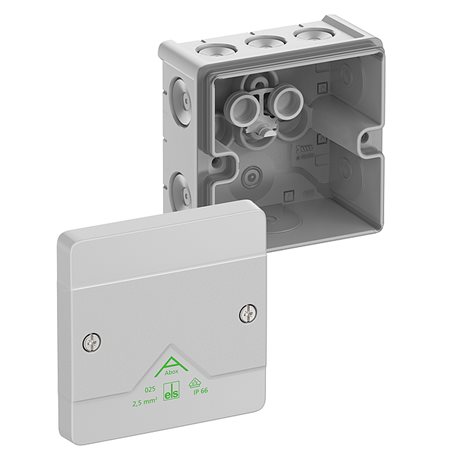 Abox 025-L NEW Krabice na om. prázdná IP66 šedá 87x87x52mm 2