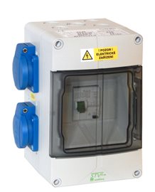 AK 004s 0711 Zásuvková kombinace 4x230V z boku IP44 jističochránič 16A B UV odolná