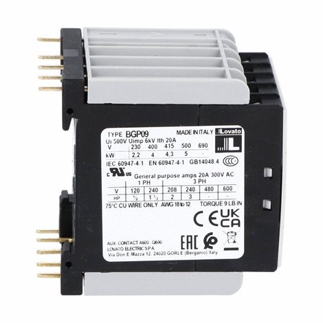 11BGP0910A230 3P MINIstykač 1V 9A AC3 zadní pájecí svorky 3