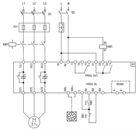 ADXL0250600 Softstartér 250A, 132kW/400V, by-pass stykač, nadproudová ochrana motoru 6