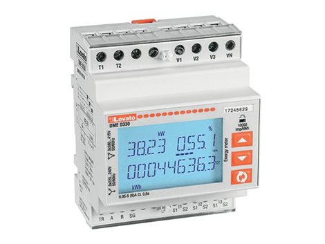DMED330 Elektroměr, podsvícený LCD, 3DI, RS485, montáž na DIN lištu