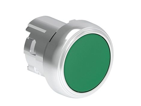 LPSB103 Tlačítko s návratem, kovové, Ø22mm, lícující, zelené