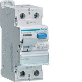 CDA525D Proudový chránič 2 pól. 25A / 0,03 A, typ A, 10 kA