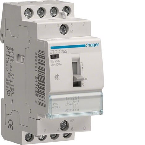 ETC425S Stykač s aut. návratem se sníž. hlučností  25A, 4S, 230V~50/60Hz 1