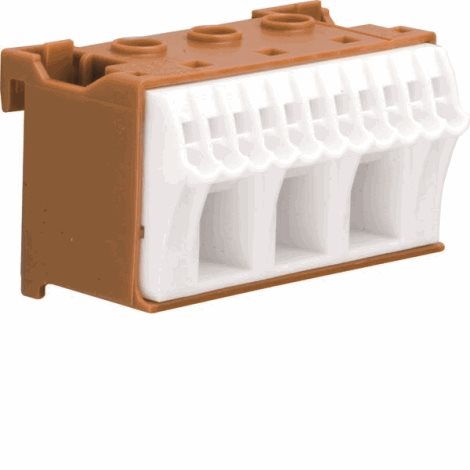 KN14P QuickConnect bezšroubový blok fázový, hnědý, 14 svorek, 3x25+11x4mm2, šíře 60mm