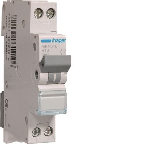 MKN516 Jistič 1 + N pól. 16A, (1 mod.) char.B, 6 kA 1