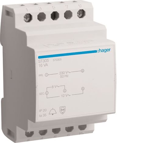 ST305 Zvonkový transformátorek 230V/8V-2A, 12V- 1,33A (AC) 1