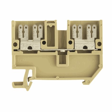 AST 1/35 6.3/2.8 Průchozí svorkovnice, připojení s plochým břitem, béžová / žlutá, 2.5 mm²