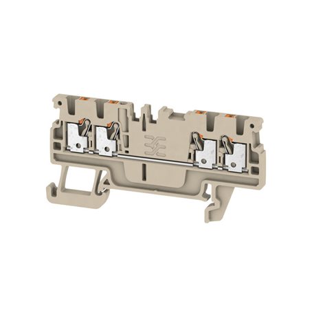 A4C 1.5 Průchozí svorka, PUSH IN, 1.5 mm2, 500 V, 17.5 A, Tmavě béžová