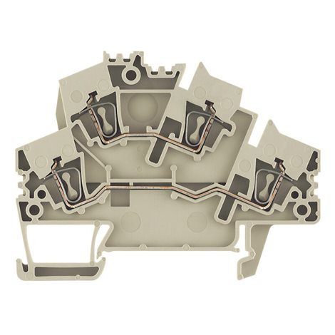 ZDK 2.5-2 Průchozí svorka, Svorka se dvěma vrstvami, Připojení s kotevní svorkou, 2.5 mm2,