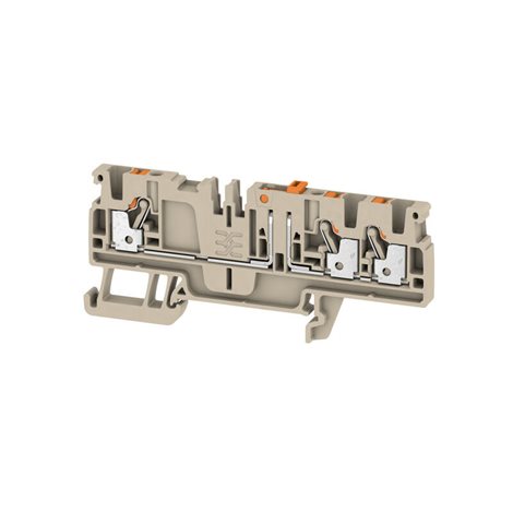 ADT 2.5 3C Zkušební odpojovací svorka, PUSH IN, 2.5 mm², 500 V, 20 A, tmavě béžová