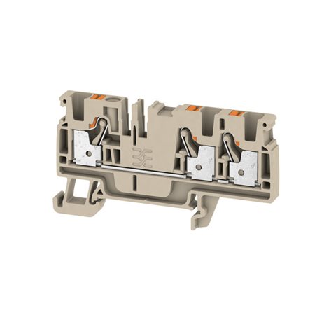 A3C 4 Průchozí svorka, PUSH IN, 4 mm2, 800 V, 32 A, Tmavě béžová